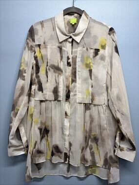 Adam Jacobs ‘Art To Wear’ Size Medium-Sheer/Abstract/Long Sleeve